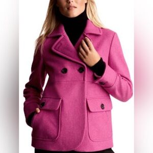 GAP Women’s Preppy Magenta Wool Buttoned Winter Warm Peacoat Size XS